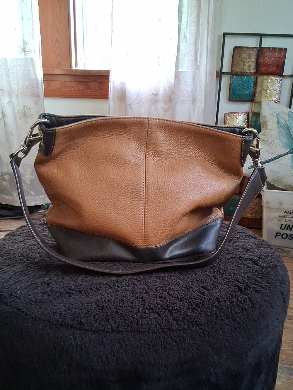 Leather Two-Tone Brown Shoulder Bag